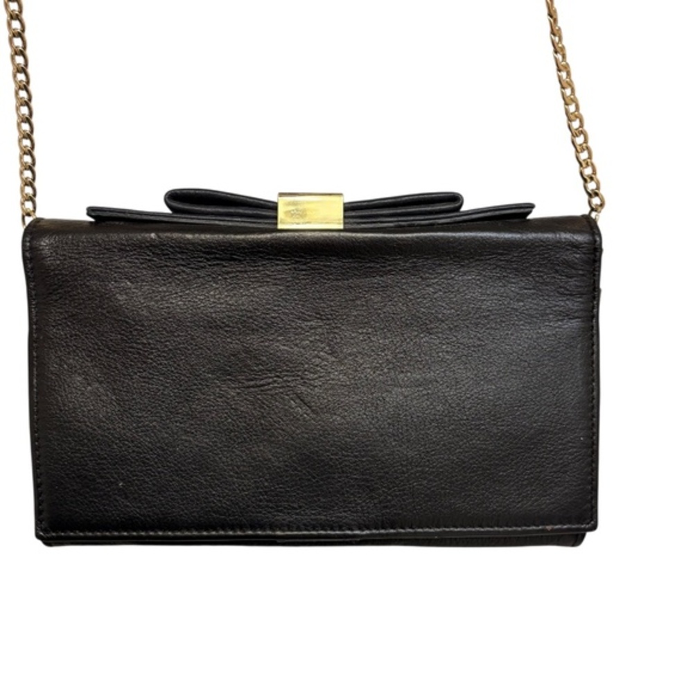 See by Chloe black leather bow crossbody chain wallet